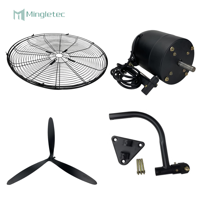 full set industrial wall fan with blade, motor, rod and grills
