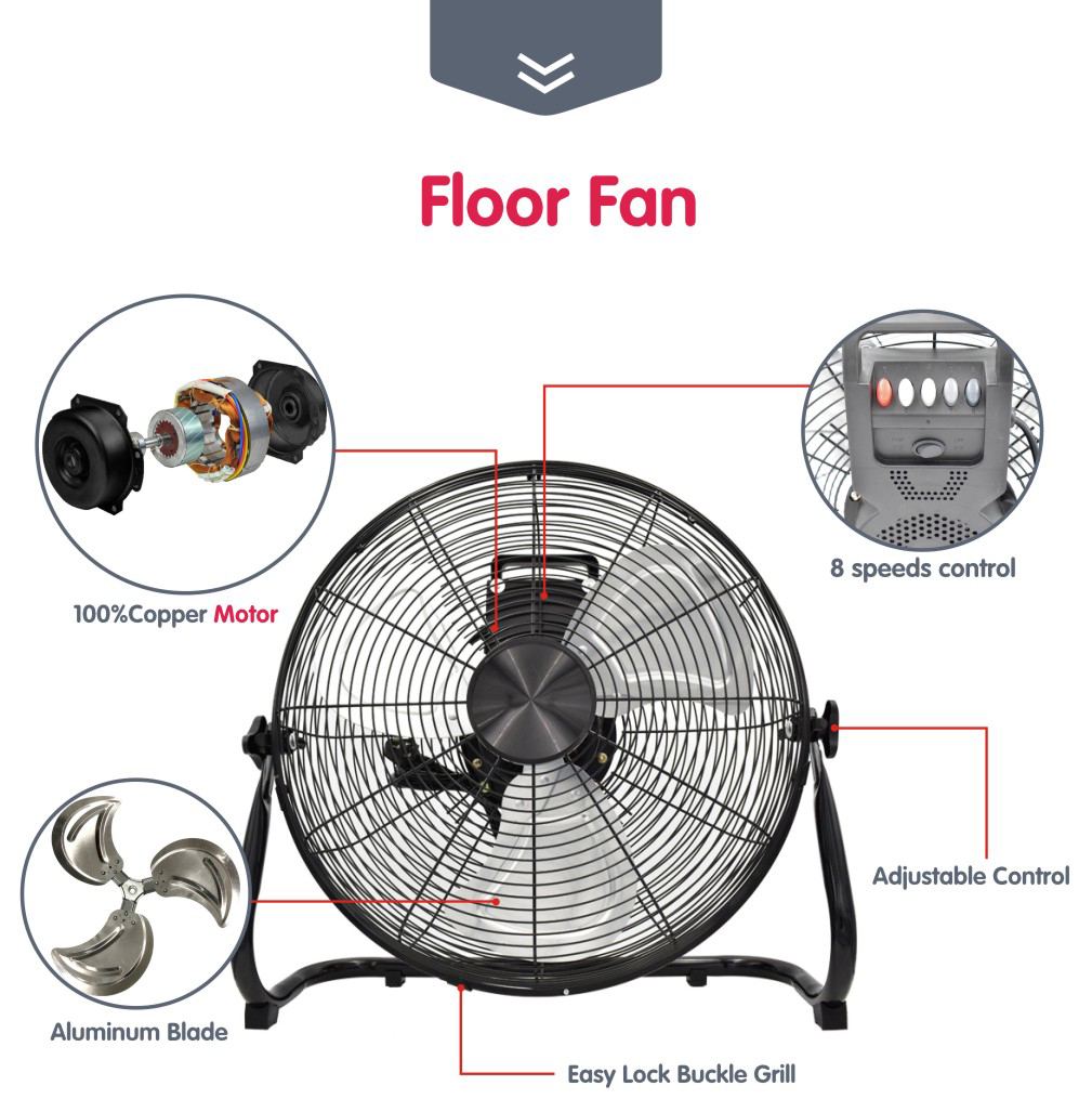 product details of floor fan-black
