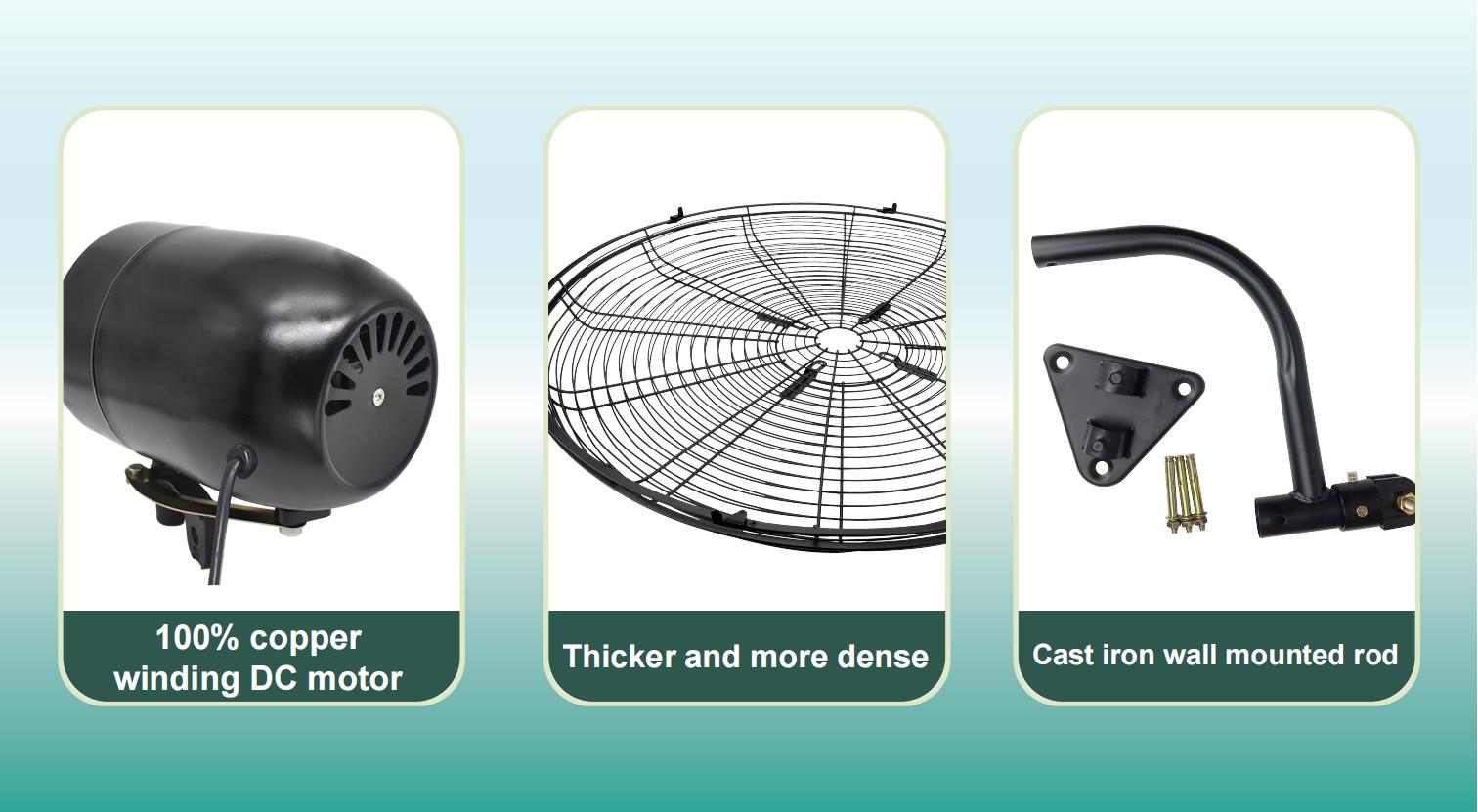 DC motor&2.0mm grill&cast iron wall mounted rod