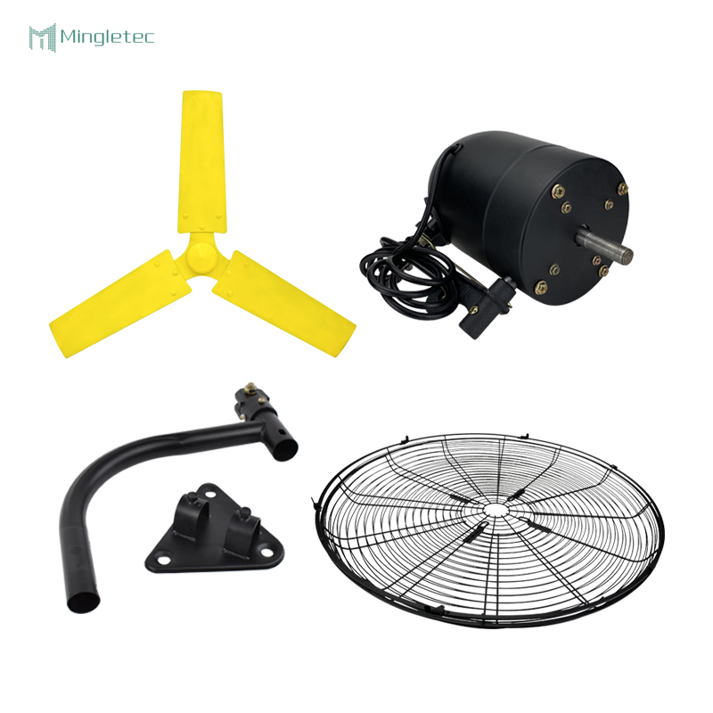 full set industrial wall fan with blade, motor, rod and grills